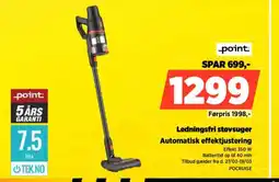 Power Point ledningsfri støvsuger automatisk effektjustering tilbud