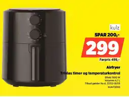 Power Airfryer Trinløs timer og temperaturkontrol tilbud