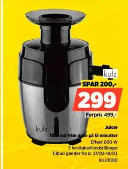 Power Kulz juicer tiered frisk juice på få minutter effekt 600 w tilbud