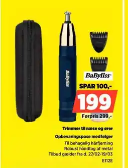 Power BaByliss Trimmer til næse og ører Opbevaringspose medfølger tilbud