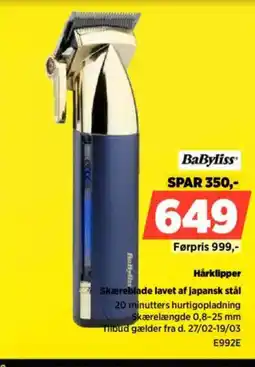 Power BaByliss Hårklipper Skæreblade lavet af japansk stål tilbud