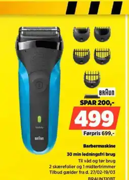 Power Braun barbermaskine 30 min ledningsfri brug tilbud