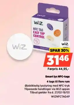 Power Smart lys NFC-tags 4 tags til flere rum tilbud