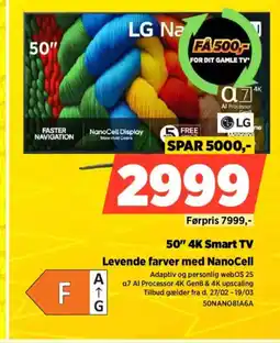 Power Lg 50" 4k smart tv levende farver med nanocell tilbud