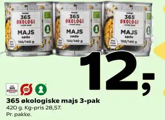 Coop 365 365 Økologiske Majs 3-Pak 420 g tilbud