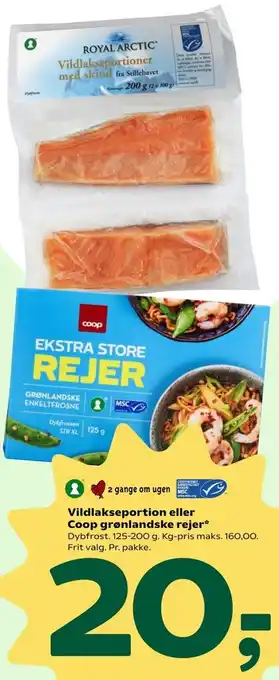 Coop 365 Vildlakseportion Eller Coop Grønlandske Rejer 125-200 g tilbud