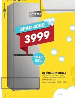 Punkt1 Lg køle-/fryseskab tilbud