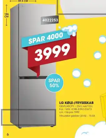 Punkt1 Lg køle-/fryseskab tilbud