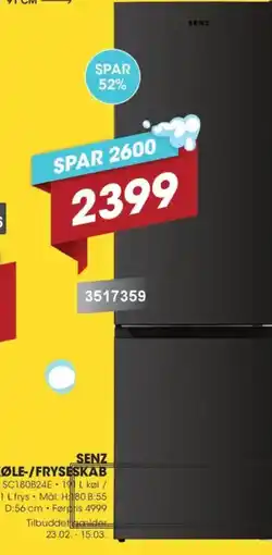 Punkt1 Senz køle-/fryseskab tilbud