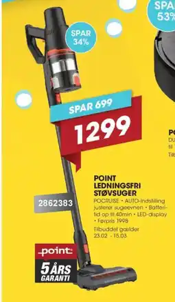 Punkt1 Point ledningsfri støvsuger tilbud