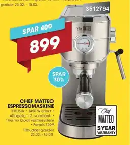 Punkt1 Chef matteo espressomaskine tilbud