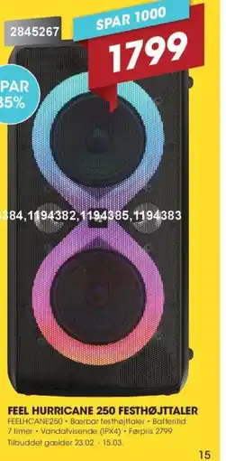 Punkt1 Feel hurricane 250 festhøjttaler tilbud
