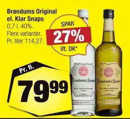Calle Brøndums Original el. Klar Snaps tilbud