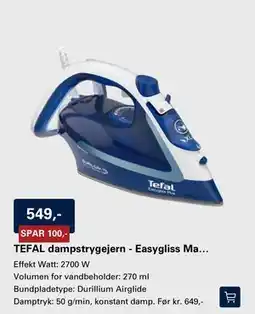 El-Salg TEFAL dampstrygejern - Easygliss Ma… tilbud