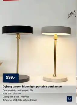 El-Salg Dyberg Larsen Moonlight portable bordlampe tilbud