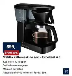 El-Salg Melitta kaffemaskine sort - Excellent 4.0 tilbud