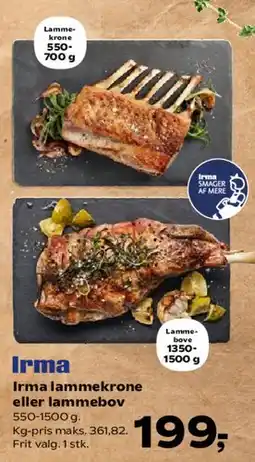 Kvickly Irma lammekrone eller lammelår tilbud