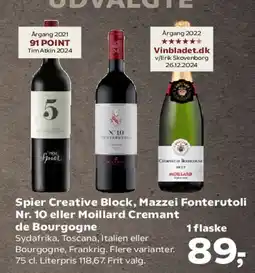 Kvickly Spier Creative Block, Mazzei Fonteturoli Nr.10 eller Moillard Crémant de Bourgogne tilbud