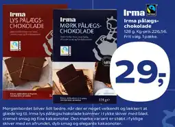 Kvickly Irma pålægschokolade (lys og mørk) tilbud