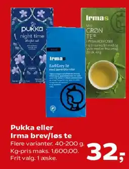 Kvickly Pukka eller Irma te tilbud