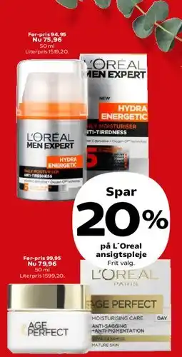 Kvickly L'Oréal ansigtspleje (Age Perfect / Men Expert) tilbud