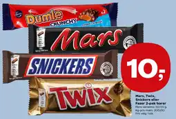 Kvickly Mars, Twix, Snickers eller Fazer 2-pak barer tilbud