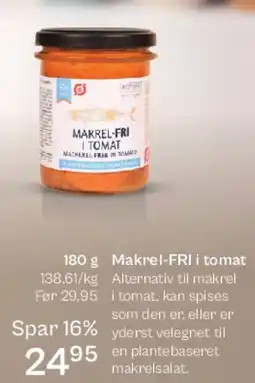 Helsam Makrel-FRI i tomat (180 g) tilbud