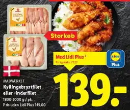 Lidl Kyllingebrystfilet eller inderfilet tilbud