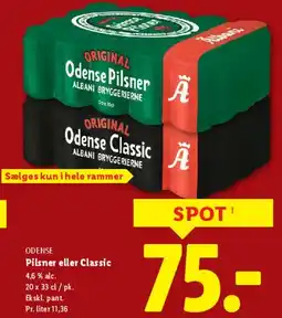 Lidl Odense Pilsner eller Classic (20 x 33 cl) tilbud