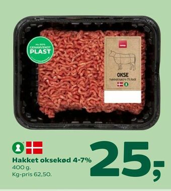 Coop 365 Hakket oksekød 4-7% tilbud