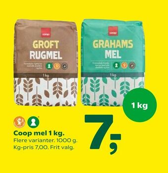 Coop 365 Coop mel 1 kg tilbud