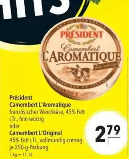 Citti Président Camembert L'Aromatique oder Camembert L'Original tilbud