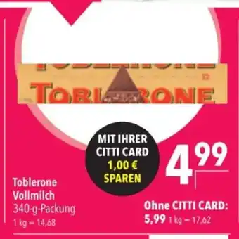 Citti Toblerone Vollmilch tilbud
