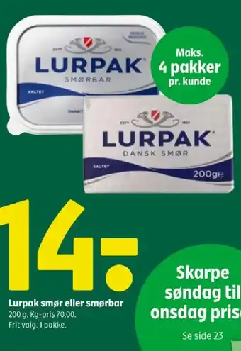 Lurpak smør eller smørbar
