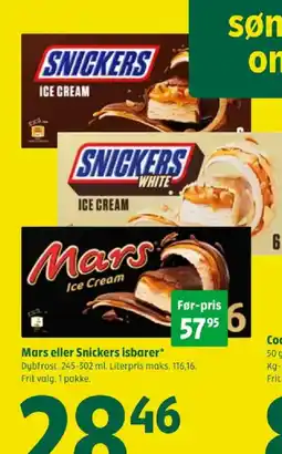 Coop 365 Mars eller Snickers isbarer tilbud