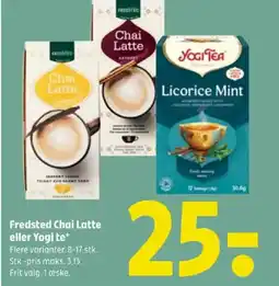 Coop 365 Fredsted Chai Latte eller Yogi te tilbud