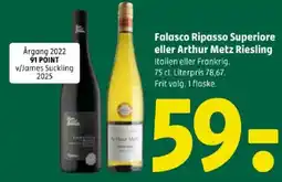 Coop 365 Falasco Ripasso Superiore eller Arthur Metz Riesling tilbud