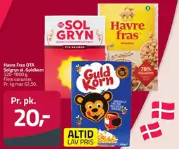 Fleggaard Havre Fras / Solgryn / GuldKorn - morgenmadsprodukter tilbud