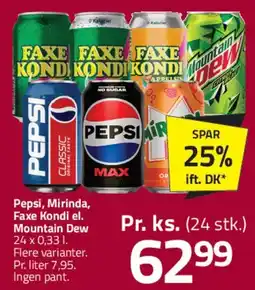 Fleggaard Pepsi / Mirinda / Faxe Kondi / Mountain Dew (24 stk.) tilbud