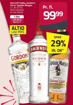 Fleggaard Smirnoff Vodka / Gordon's Gin / Captain Morgan tilbud