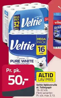 Fleggaard Veltie køkkenrulle el. toiletpapir tilbud