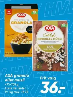 Bilka AXA granola / müsli tilbud