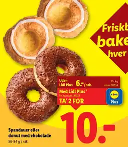 Lidl Spandauer eller donut med chokolade tilbud