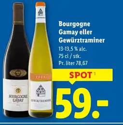 Lidl Bourgogne Gamay eller Gewürztraminer tilbud
