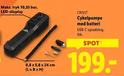 Lidl CRIVIT Cykelpumpe med batteri tilbud
