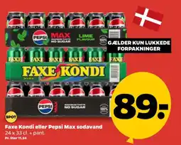 Netto Faxe Kondi eller Pepsi Max sodavand tilbud