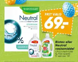 Bilka Biotex eller Neutral vaskemiddel tilbud