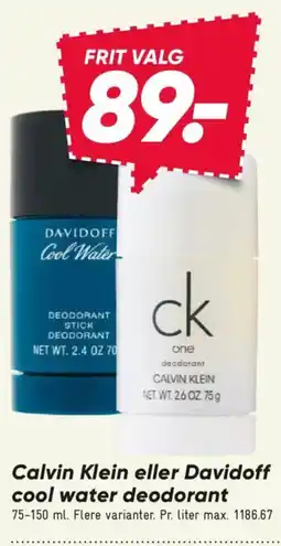 Bilka Calvin Klein eller Davidoff cool water deodorant tilbud