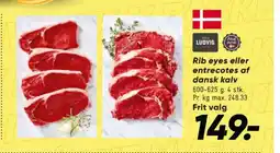 Bilka Rib eyes eller entrecotes af dansk kalv tilbud