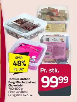 Fleggaard Toms el. Anthon Berg Mini Indpakket Chokolade tilbud